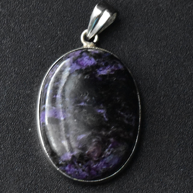 Unique Charoite Silver Sterling Handcrafted Pendant - Baga Ethnik Living