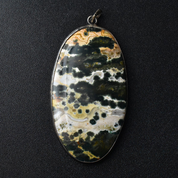 Intriguing Handcrafted Ocean Jasper Silver Sterling 925 Pendant