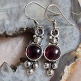 Unique Red Garnet and Sterling Silver 925 Hook Earrings - Baga Ethnik Living