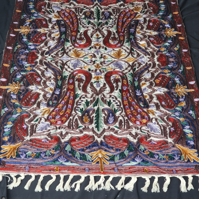 Kashmiri Handmade Chain Stitch Rug Embroidered Wall Hanging - Baga Ethnik Living