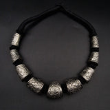 Silver Oxidised Charms Tribal Statement Necklace