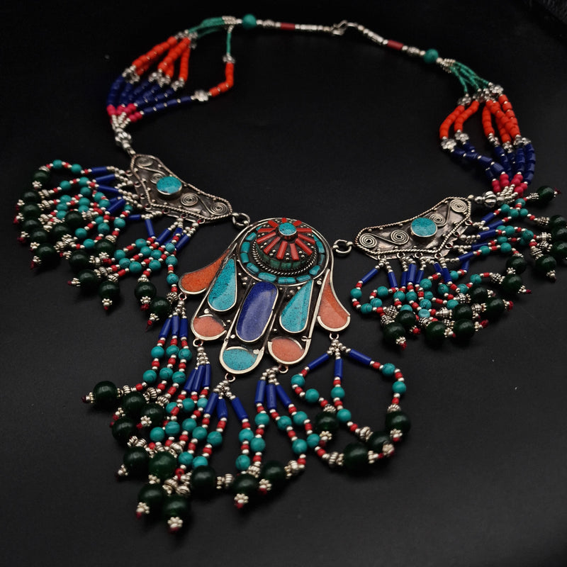 Tibetan Tribal Statement Necklace Jewellery Semi Precious Great Gift Idea