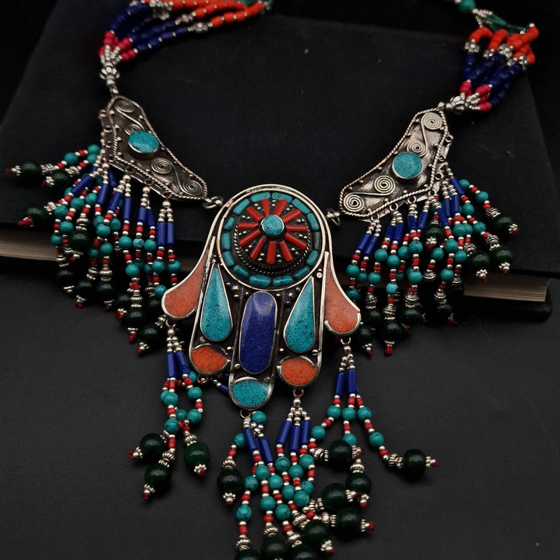 Tibetan Tribal Statement Necklace Jewellery Semi Precious Great Gift Idea