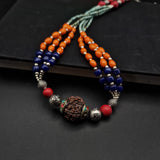 Nepal Tibetan Rudraksha Stone Silver Necklace - Baga Ethnik Living