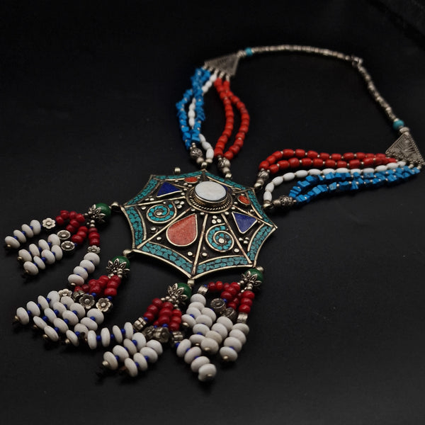 Stunning Ethnic Handcrafted Multi-bead Tibetan Necklace - Baga Ethnik Living