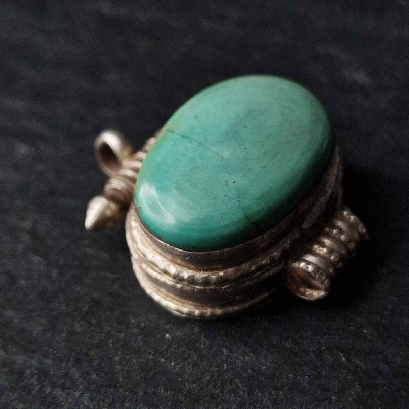 Handcrafted Ghau Tibetan Turquoise Silver Sterling Pendant - Baga Ethnik Living