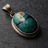 Green/Blue Turquoise Silver Sterling Pendant - Baga Ethnik Living