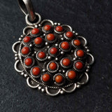 Vintage 925 Handmade Coral Silver Sterling Pendant - Baga Ethnik Living