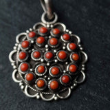 Vintage 925 Handmade Coral Silver Sterling Pendant - Baga Ethnik Living