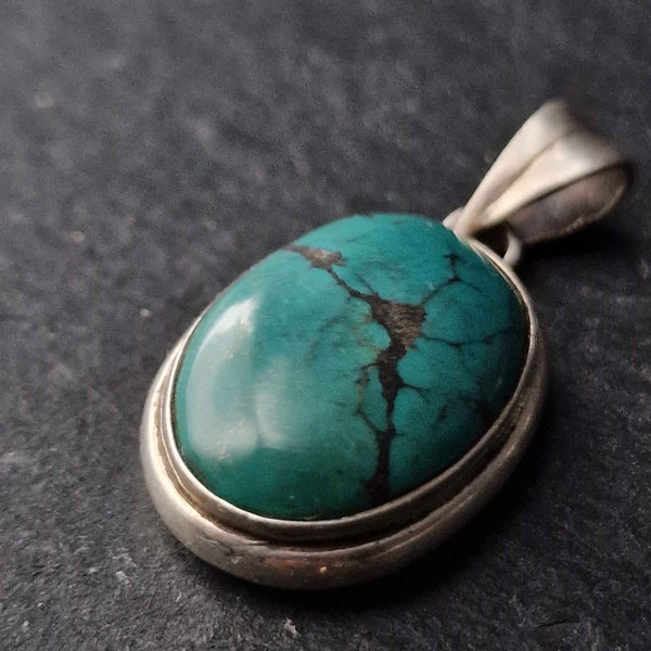 Handcrafted Turquoise Silver Sterling 925 Pendant - Baga Ethnik Living