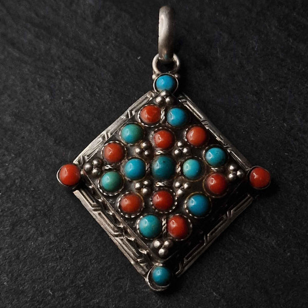 Unique Designs Coral and Turquoise Pendant - Baga Ethnik Living