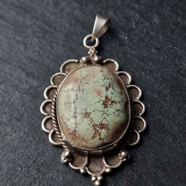 Vintage Authentic Turquoise Pendant Handmade Traditional - Baga Ethnik Living