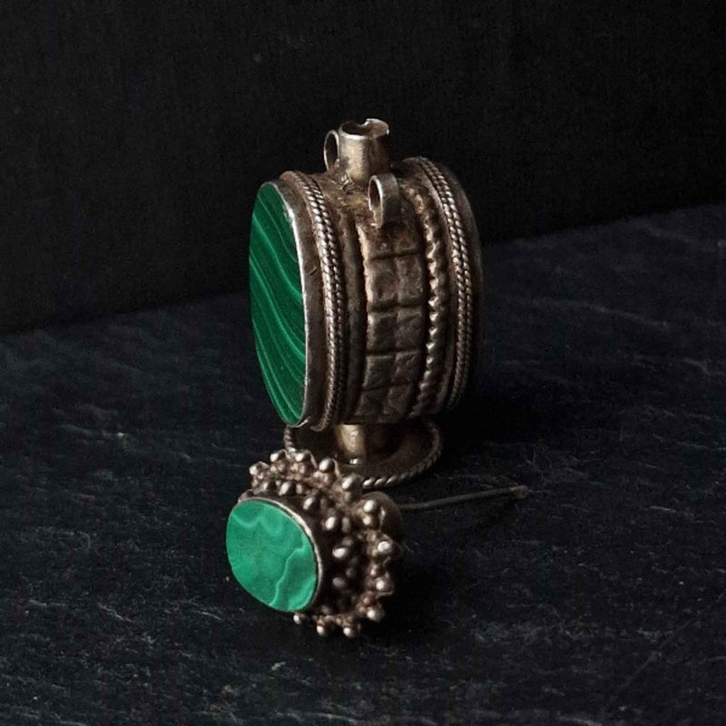 Vintage Malachite Snuff Bottle Pendant - Baga Ethnik Living