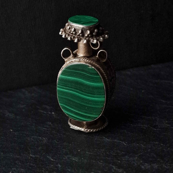 Vintage Malachite Snuff Bottle Pendant - Baga Ethnik Living