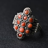 Stunning Vintage Tibetan Coral Silver Sterling 925 Ring - Baga Ethnik Living