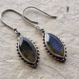 Faceted Labradorite Silver Sterling 925 Earrings - Baga Ethnik Living