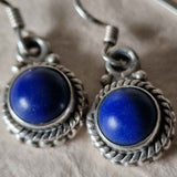 Himalayan Handmade Lapis Lazuli Silver Sterling 925 Hook Earrings - Baga Ethnik Living