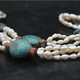 Vintage Himalayan Turquoise Coral Pearl Necklace Handmade Jewellery - Baga Ethnik Living