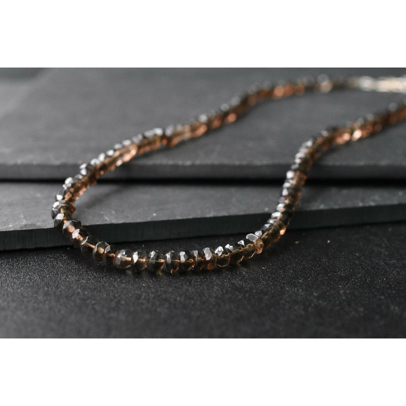 Himalayan Natural Faceted Smoky Quartz Beaded Necklace - Baga Ethnik Living