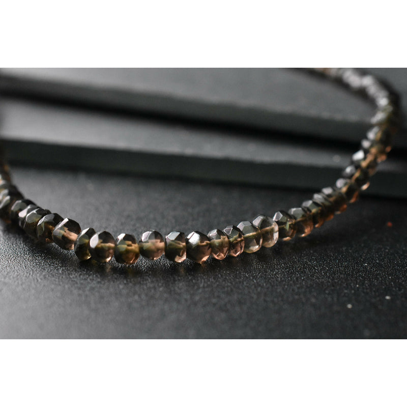 Himalayan Natural Faceted Smoky Quartz Beaded Necklace - Baga Ethnik Living