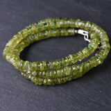 Vibrant Tumbled Peridot Gemstone Disc Beaded Necklace - Baga Ethnik Living