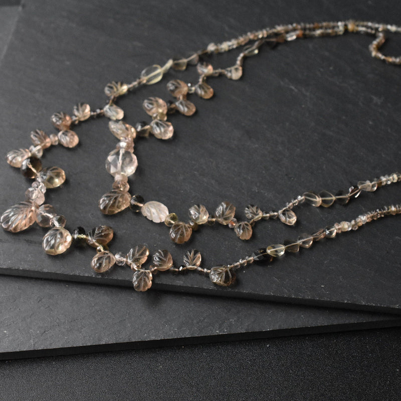 Lovely Smoky Natural Quartz Leafy Design Necklace - Baga Ethnik Living