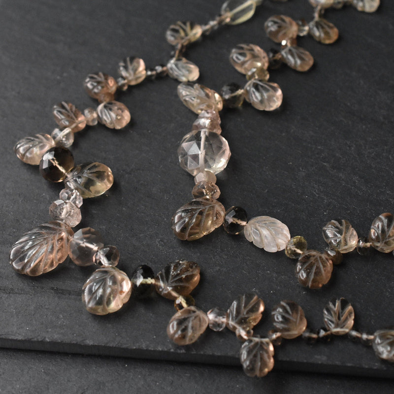 Lovely Smoky Natural Quartz Leafy Design Necklace - Baga Ethnik Living