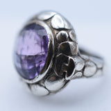 Handmade Faceted Amethyst Crystal Sterling Silver 925 Ring - Baga Ethnik Living