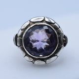 Handmade Faceted Amethyst Crystal Sterling Silver 925 Ring - Baga Ethnik Living