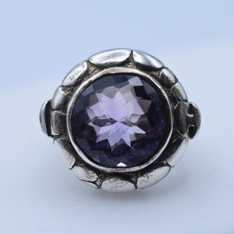 Handmade Faceted Amethyst Crystal Sterling Silver 925 Ring - Baga Ethnik Living