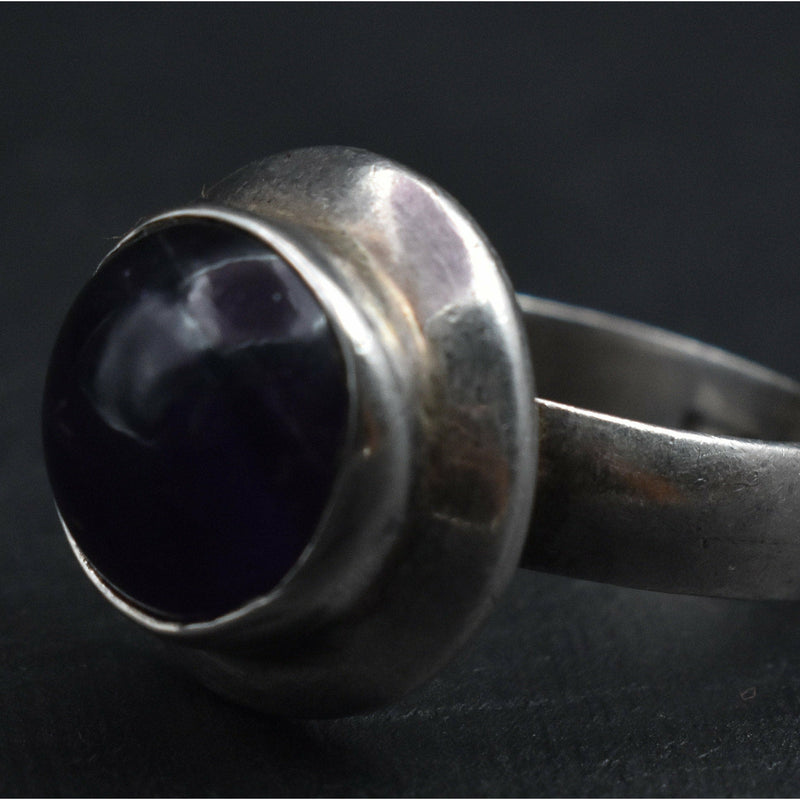 Handcrafted Amethyst Crystal Silver Sterling Ring - Baga Ethnik Living