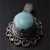 Vintage Turquoise Cabochon Silver Sterling 925 Pendant - Baga Ethnik Living