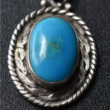 Turquoise Silver Sterling Pendant - Baga Ethnik Living