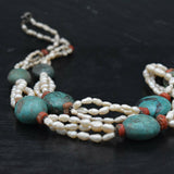 Vintage Himalayan Turquoise Coral Pearl Necklace Handmade Jewellery - Baga Ethnik Living