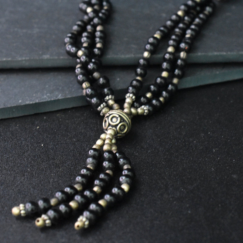 Beautiful Black Onyx Gemstone Beaded Necklace - Baga Ethnik Living