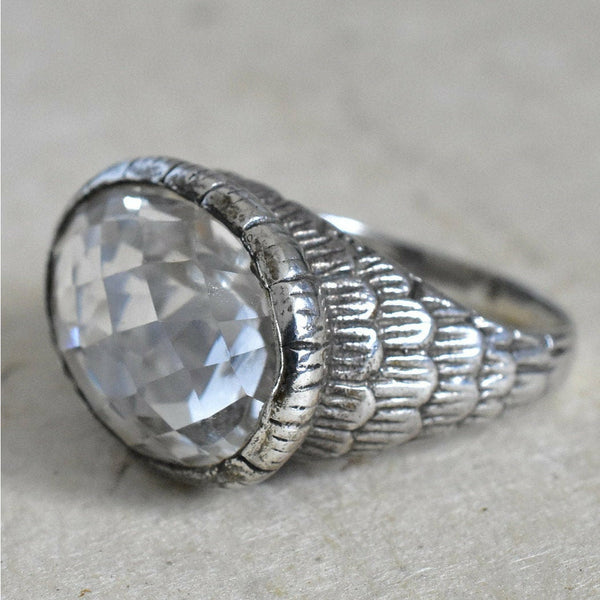 Clear Quartz Silver Ring - Baga Ethnik Living