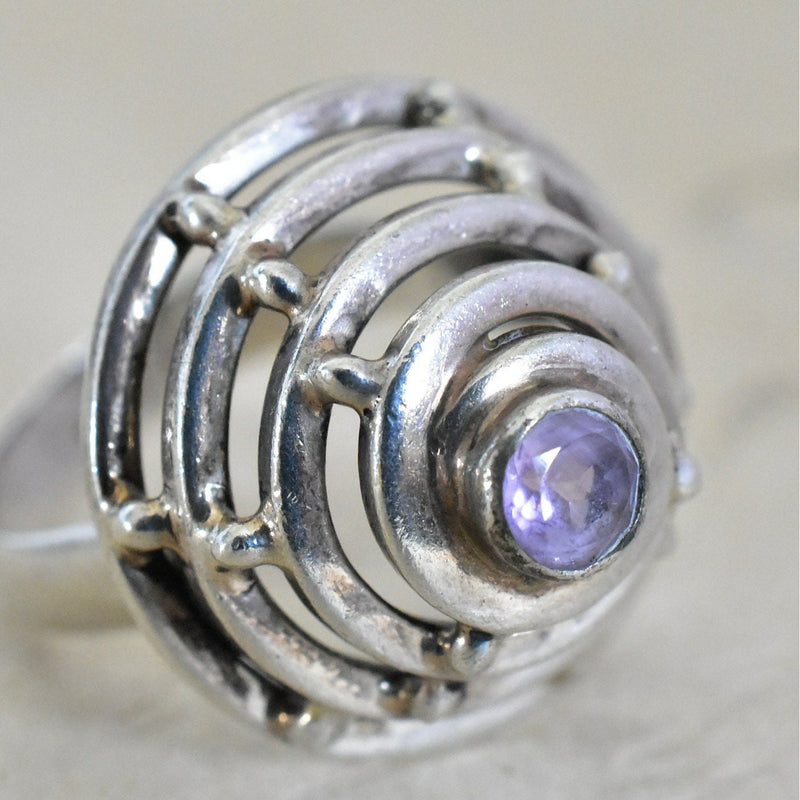 Handmade Amethyst Spiral Silver 925 Ring - Baga Ethnik Living