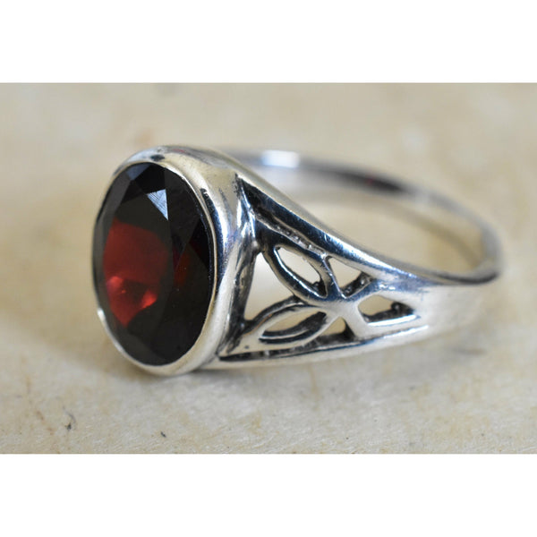 Elegant Garnet Silver Sterling 925 Handmade Ring - Baga Ethnik Living