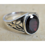 Elegant Garnet Silver Sterling 925 Handmade Ring - Baga Ethnik Living