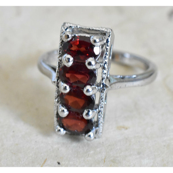 Himalayan Gemstone Red Garnet 925 Silver Sterling Ring Gift for Her - Baga Ethnik Living