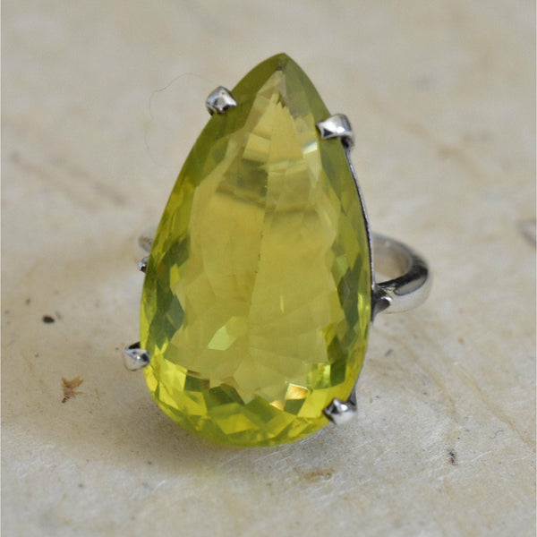 Yellow Topaz Faceted 925 Silver Sterling Ring - Baga Ethnik Living