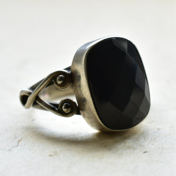 Handmade Silver Sterling Black Onyx Ring - Baga Ethnik Living