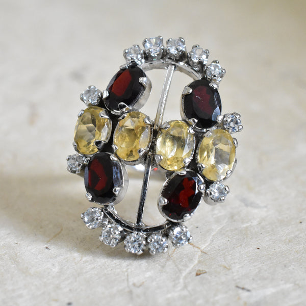 Luxurious Garnet and Citrine Silver Sterling 925 Ring - Baga Ethnik Living