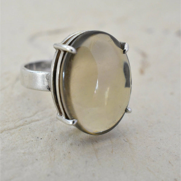 Smoky Quartz Oval Sterling Silver Ring - Baga Ethnik Living