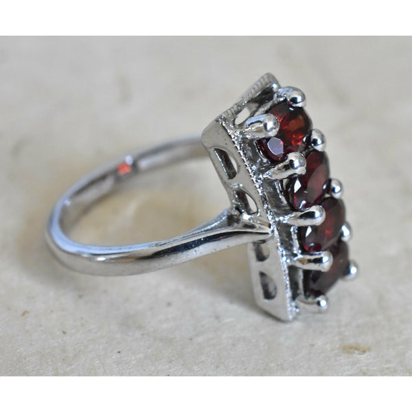 Himalayan Gemstone Red Garnet 925 Silver Sterling Ring Gift for Her - Baga Ethnik Living