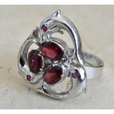 Handcrafted Silver Dolphins With Garnet and Ruby 925 Ring Jewellery - Baga Ethnik Living