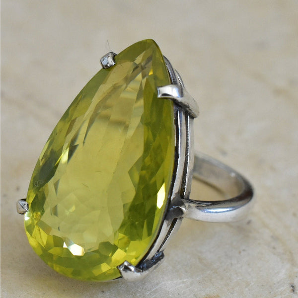 Yellow Topaz Faceted 925 Silver Sterling Ring - Baga Ethnik Living