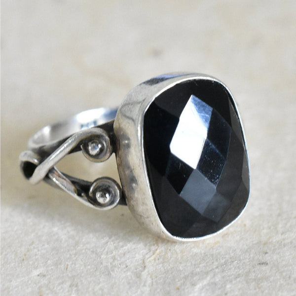 Handmade Silver Sterling Black Onyx Ring - Baga Ethnik Living