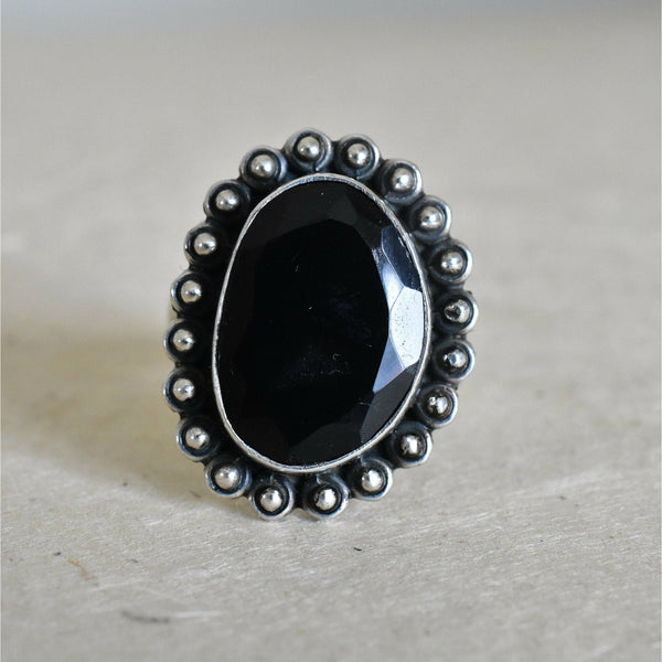 Himalayan Black Onyx Silver Ring - Baga Ethnik Living