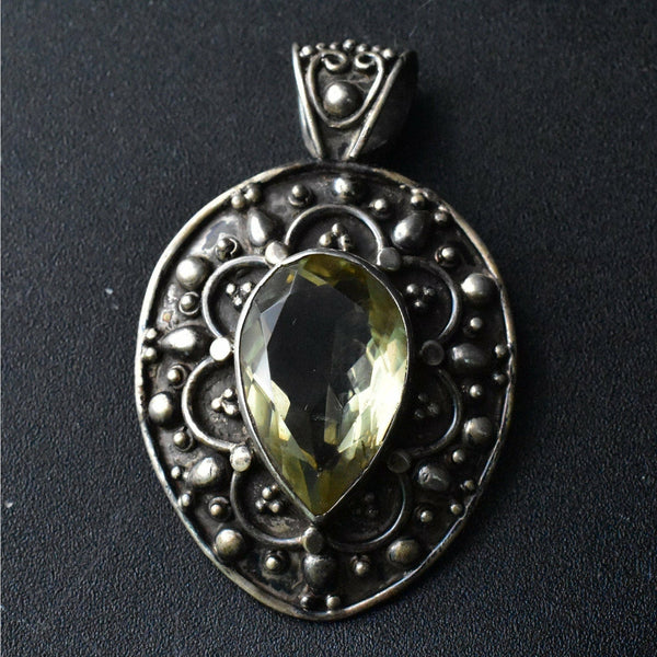 Unique Handmade Faceted Citrine Silver Sterling 925 Pendant - Baga Ethnik Living